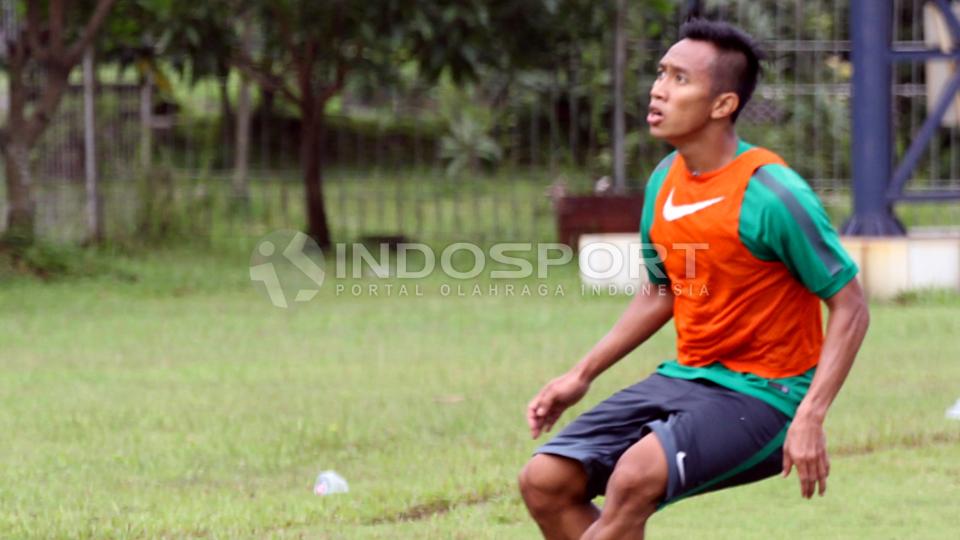 Antony Putro saat mengikuti pemusatan latihan (TC) Timnas U-22 di Lapangan Sutasoma 77 Halim.